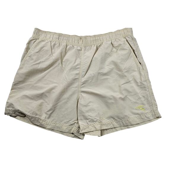 Caribbean Swimwear modest L beige Swim Shorts Nylon Mesh Pockets Elastic Waist - Picture 1 of 7